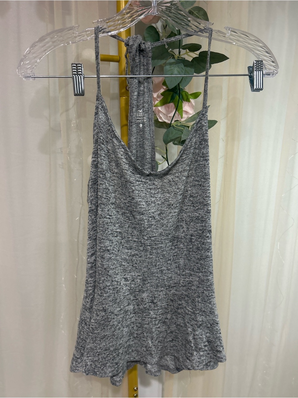 Hollister Gray Marled Racerback Swing Tank Top Size Large Soft Stretch Flowy